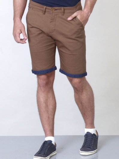 LUKE-2-D555 Stretch Shorts With Side Pockets And Printed Turn Up Hem