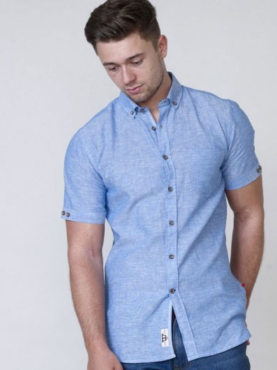ERIC-D555 Linen Cotton Short Sleeve Shirt With Pocket-S-XXL - Regular -Assorted Sizes/Colours Pack