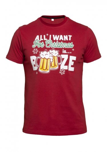 BOOZE 1-D555 Christmas Booze Chest Print T-Shirt
