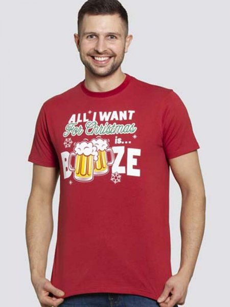 BOOZE 1-D555 Christmas Booze Chest Print T-Shirt