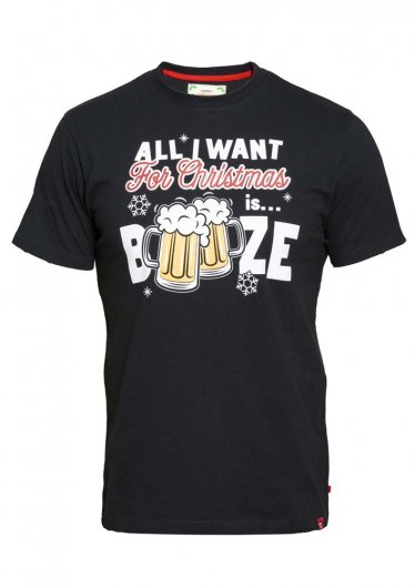 BOOZE 2-D555 Christmas Booze Chest Print T-Shirt