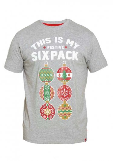 DASHER 2-D555 Christmas Six Pack Chest Print T-Shirt