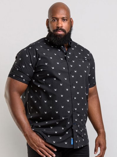 MARLEY-D555 All Over Printed Shirt With Hidden Button Down Collar