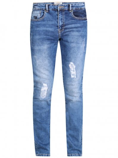BOXWELL-D555 Couture Jean With Abrasions And Rips