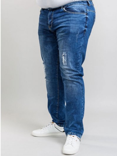 BOXWELL-D555 Couture Jean With Abrasions And Rips