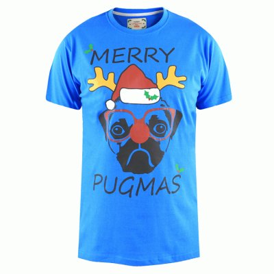 PUG-D555 Christmas Pug T-Shirt Print-S-XXL - Regular-Assorted Sizes/Colours Pack