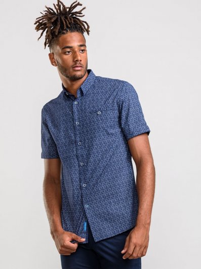 BARLOW-D555 Short Sleeve Shirt With AOP Print And Chest Print