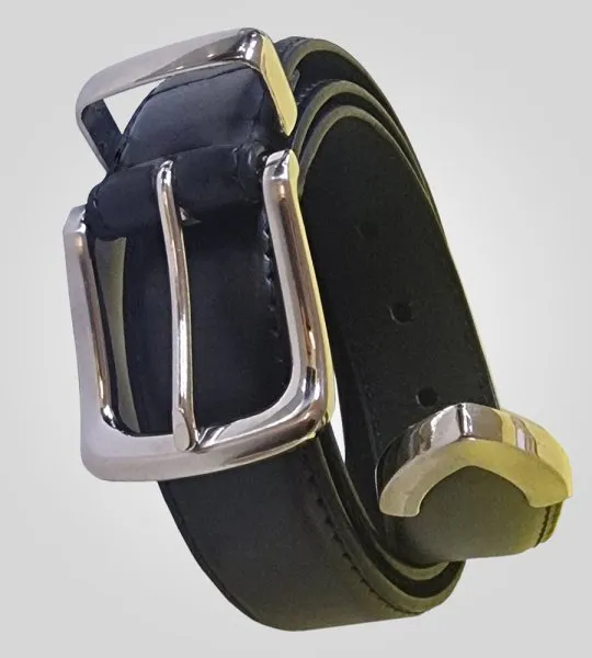 D555 Duke Men's Joseph Big Tall Leather Belt - Black, 3.5cm Wide, Metal Tip & Buckle - View #2
