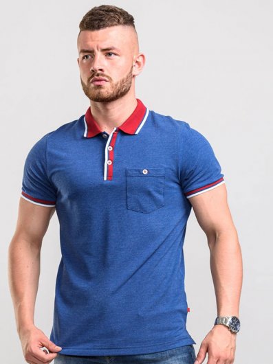 NIGEL-D555 Pique Polo With Contrast Collar and Chest Pocket