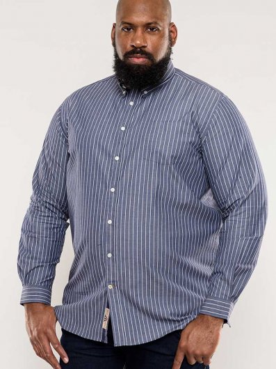 FRANKSTON-D555 Stripe Long Sleeve Button Down Shirt With Chest Pocket