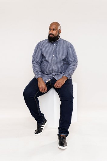 FRANKSTON-D555 Stripe Long Sleeve Button Down Shirt With Chest Pocket