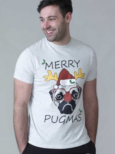 PUG-D555 Christmas Pug T-Shirt Print-2XL-5XL Kingsize Pack A-Assorted Sizes/Colours Pack