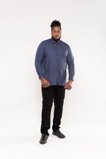 BARKER-D555 Long Sleeve Ao Printed Shirt With Concealed Button Down Collar