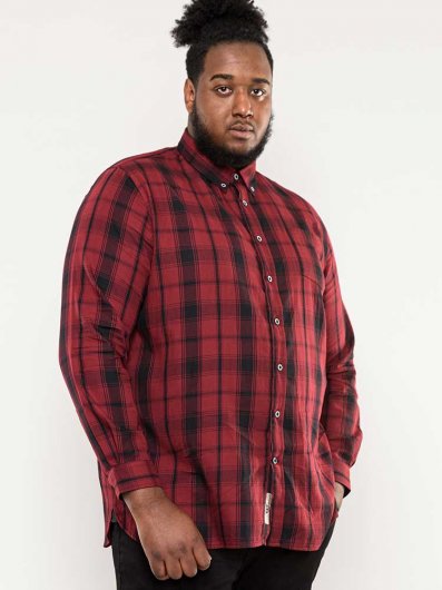 BENALLA-D555 Check Long Sleeve Button Down Shirt With Chest Pocket