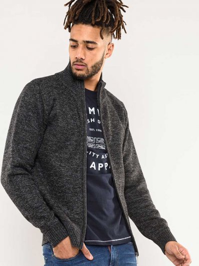 SHERWOOD-D555 Full Zip Sweater With Bonded Fleece Lining