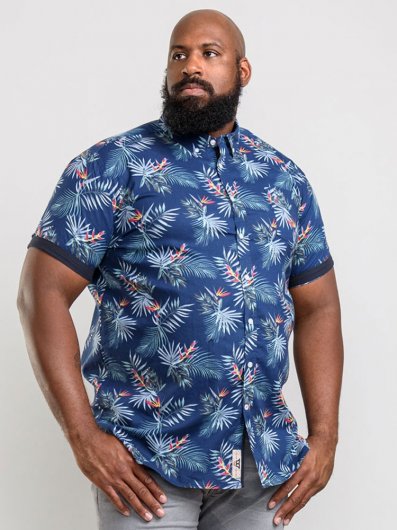 REUBEN-D555 S/S Hawaiian Leaf Print Shirt-Tall Size-LT-1XLT-2XLT-3XLT-(DEAL-last Pack)