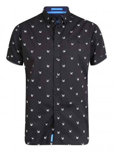 MARLEY-D555 All Over Printed Shirt With Hidden Button Down Collar-S-XXL - Regular-DEAL