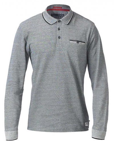 HOWARD-D555 Long Sleeve Polo Shirt With Jacquard Collar