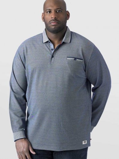 HOWARD-D555 Long Sleeve Polo Shirt With Jacquard Collar