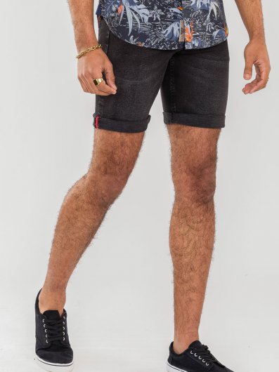 GENEVA - D555 Black Stretch Denim Shorts