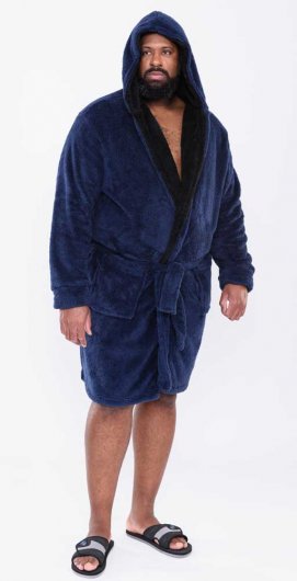 NEWQUAY -Super Soft Dressing Gown With Hood-Navy-4XL