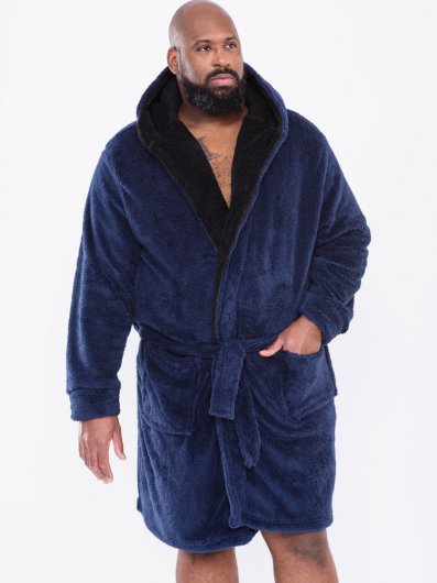 NEWQUAY -Super Soft Dressing Gown With Hood-Navy-5XL