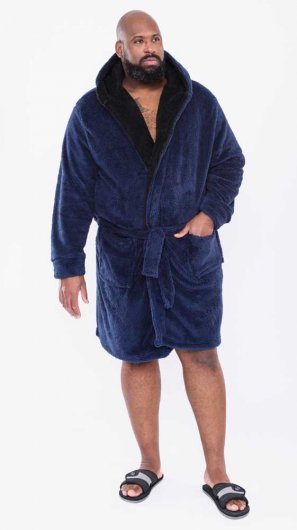 NEWQUAY -Super Soft Dressing Gown With Hood-Black-2XL