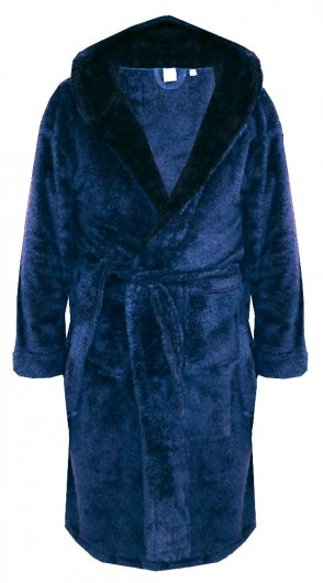 NEWQUAY -Super Soft Dressing Gown With Hood-Black-4XL