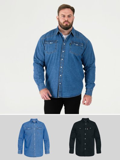 WESTERN - Duke Western Style Denim Shirt -Stonewash-7XL WESTERN