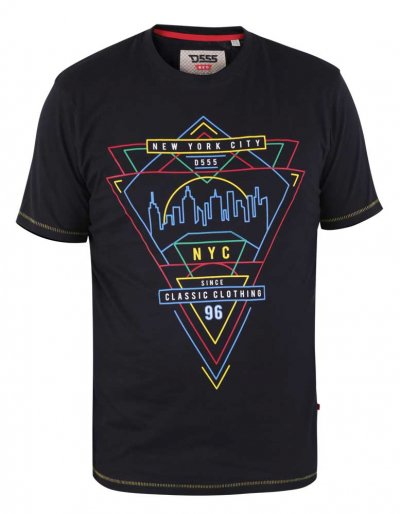 TAUNTON-D555 New York City Neon Printed T-Shirt