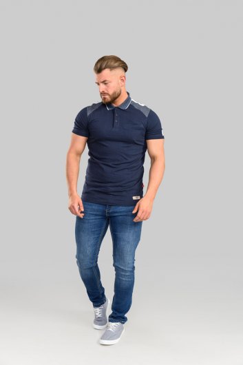 BURGATE-D555 Cut And Sew Jersey Polo Shirt With Tipped Collar