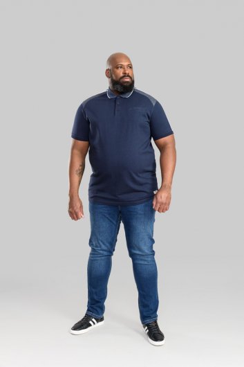 BURGATE-D555 Cut And Sew Jersey Polo Shirt With Tipped Collar