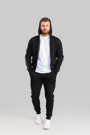 SOUTHWICK-D555 Couture Zip Through Hoodie With Sleeve And Shoulder Contrast Colour Panel