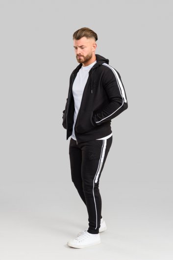 SOUTHWICK-D555 Couture Zip Through Hoodie With Sleeve And Shoulder Contrast Colour Panel