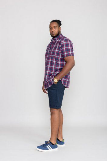 RIPLEY-D555 Check Button Down Collar S/S Shirt With Pocket