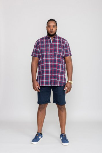 RIPLEY-D555 Check Button Down Collar S/S Shirt With Pocket