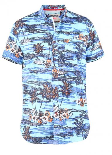 CHARFORD-D555 Hawaiian Reverse Printed S/S Button Down Collar Shirt