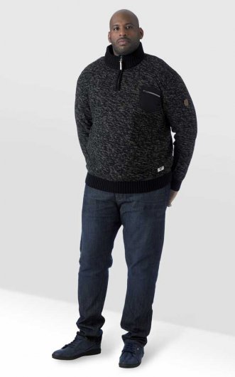 REMINGTON-D555 Zipper Neck Sweater With Woven Zipper Chest Pocket-S-XXL-Regular