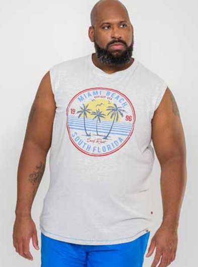 SHIPLEY - D555 Miami Beach Printed Sleeveless T-Shirt-2XL-5XL - Kingsize Pack A-Assorted Sizes/Colours Pack
