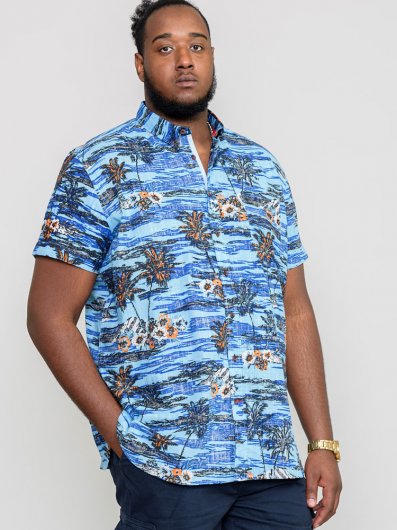 CHARFORD-D555 Hawaiian Reverse Printed S/S Button Down Collar Shirt