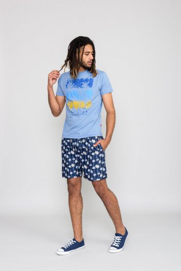 BRADWELL-D555 Palm Tree Printed Swim Shorts