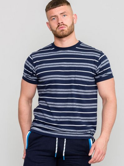 PICCADILLY-D555 Yarn Dyed Jacquard Stripe T-Shirt