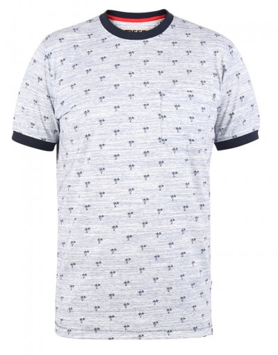IPSWICH-D555 Ao Printed Palm Tree Fine Stripe T-Shirt