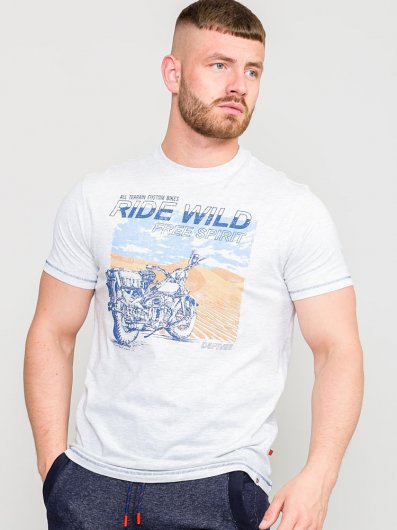 LANGDON-D555 Ride Wild Motorbike Printed T-Shirt