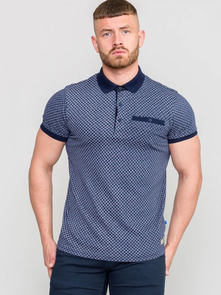 AXFORD-D555 Ao Print Jersey Polo Shirt With Chest Pocket