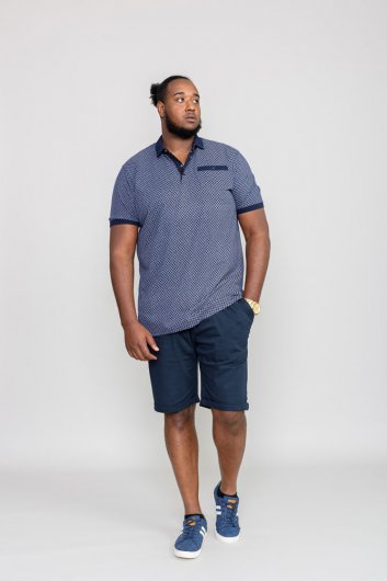 AXFORD-D555 Ao Print Jersey Polo Shirt With Chest Pocket