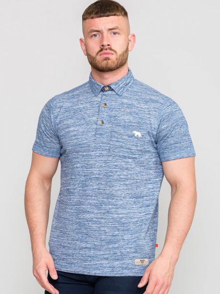 WATFORD-D555 Pique Blue Stripe Button Down Collar Polo With Chest Pocket