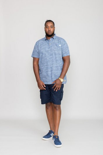 WATFORD-D555 Pique Blue Stripe Button Down Collar Polo With Chest Pocket