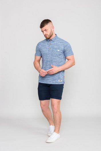 WATFORD-D555 Pique Blue Stripe Button Down Collar Polo With Chest Pocket