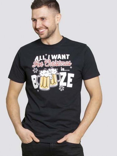 BOOZE 2-D555 Christmas Booze Chest Print T-Shirt-S-XXL Regular-Assorted Sizes/Colours Pack